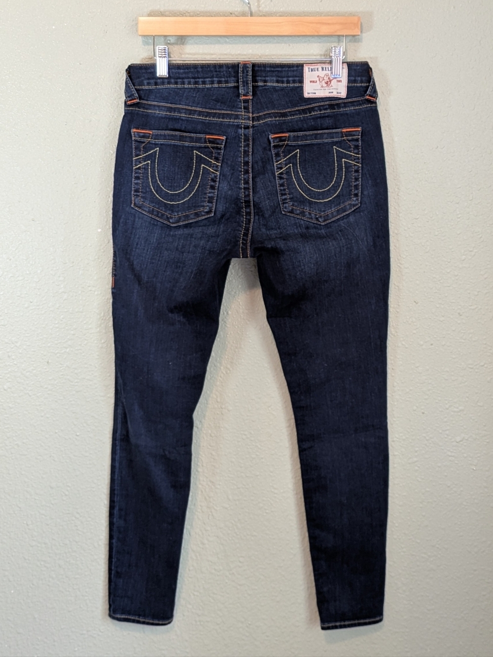 True Religion Jennie Curvy Skinny Jeans with Orange Contrast Stitching